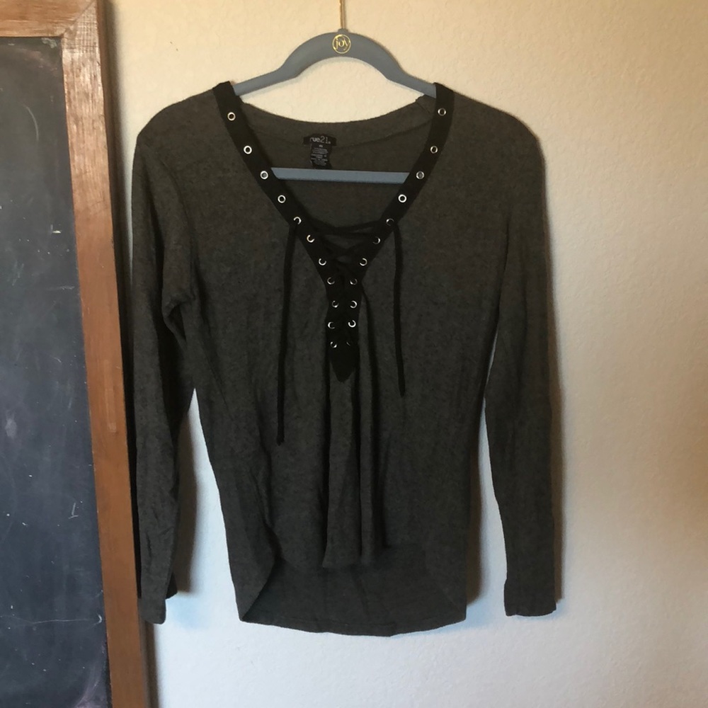 Sweater with lace up front
